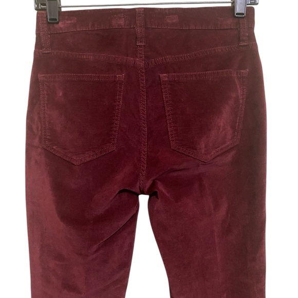 J. Crew Velvet Crimson Maple (Maroon) 9”High Rise Toothpick Jean Classic Size 26 - Picture 7 of 13